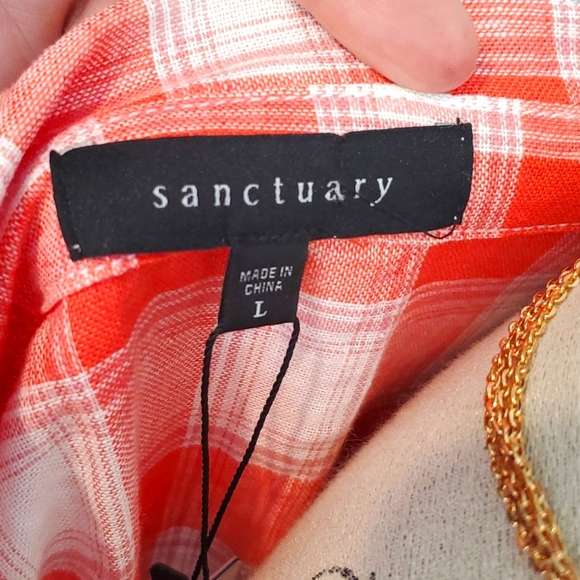 Sanctuary buffalo plaid linen blouse - Picture 4 of 5